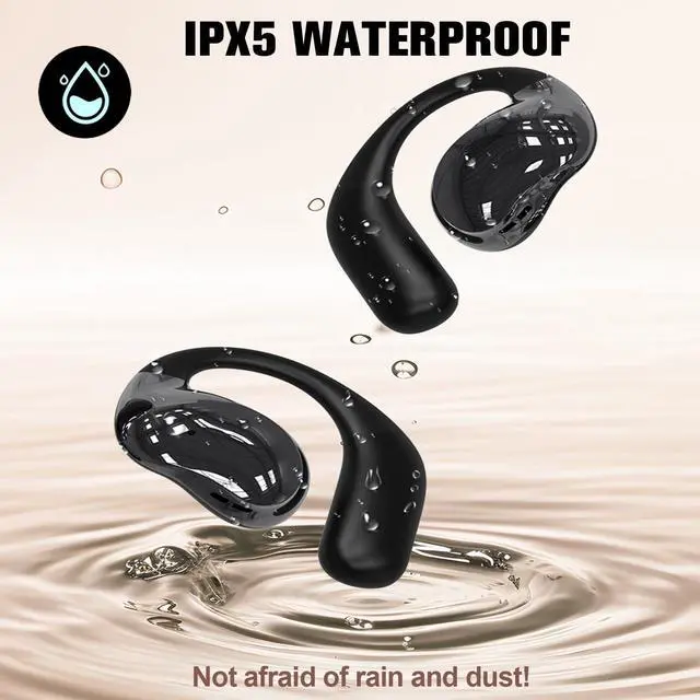 Alt view image 5 of 5 - TWS Wireless Bluetooth Smart Touch Screen Ultra Open Ear Earbuds with Ear Hooks Over Ear Buds Sport Earphones with Screen On Case Air Conduction Touchscreen Bluetooth Headphones for Gym Work Running