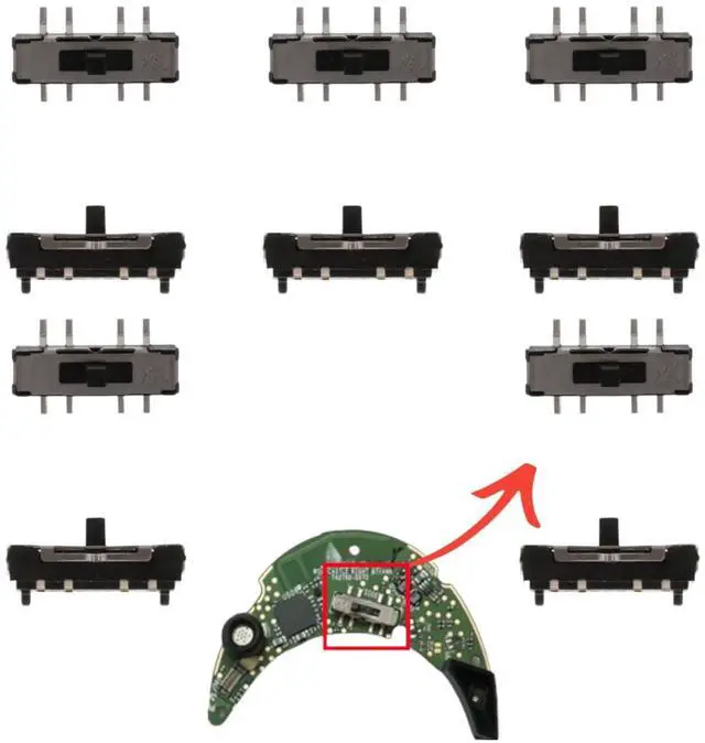 Main image of Power Button, Bluetooth Mode, Sliding Spring Switch Replacement for Bose QuietComfort 45 35 I II - Parts, Small, Green/black