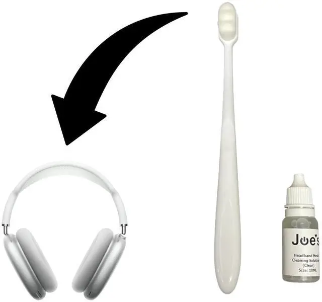 Alt view image 2 of 5 - JoesGEcom Made for Apple AirPods Max Discolored Dirty Headband Headphones Cleaner, Mesh Fabric, Whitening Solution 10ML + Brush Cleaning Kit