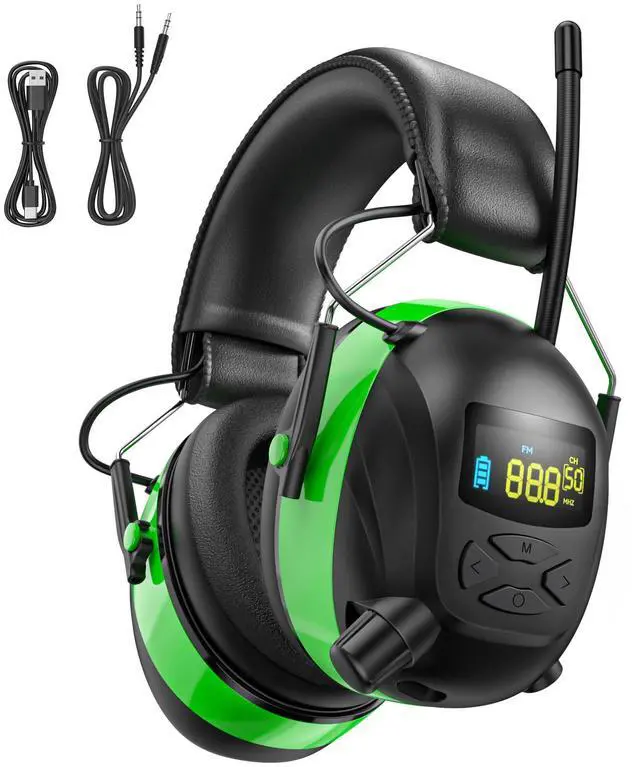 Main image of Kalence Radio Headphones + Bluetooth 5.4 Hearing Protection, Green+Black