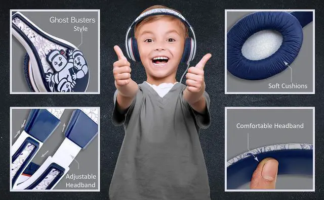 Alt view image 2 of 5 - eKids Ghostbusters Kids Headphones, Adjustable Headband, Stereo Sound, 3.5Mm Jack, Wired Headphones for Kids, Tangle-Free, Volume Control, for Fans of Ghostbusters Merchandise
