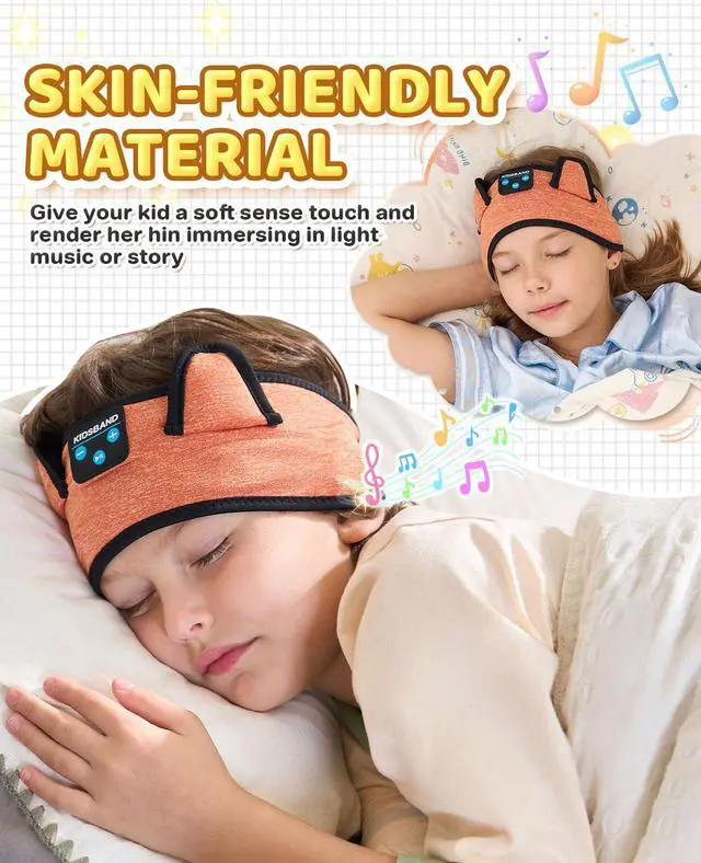 Alt view image 2 of 5 - Baby Headband Bluetooth Headphones - Wireless Sleep Headphones for Kids with Wired Playback 3.5 MM Jack for Teens/Boys/Girls/Smartphones/School/Airplane Travel/Tablet