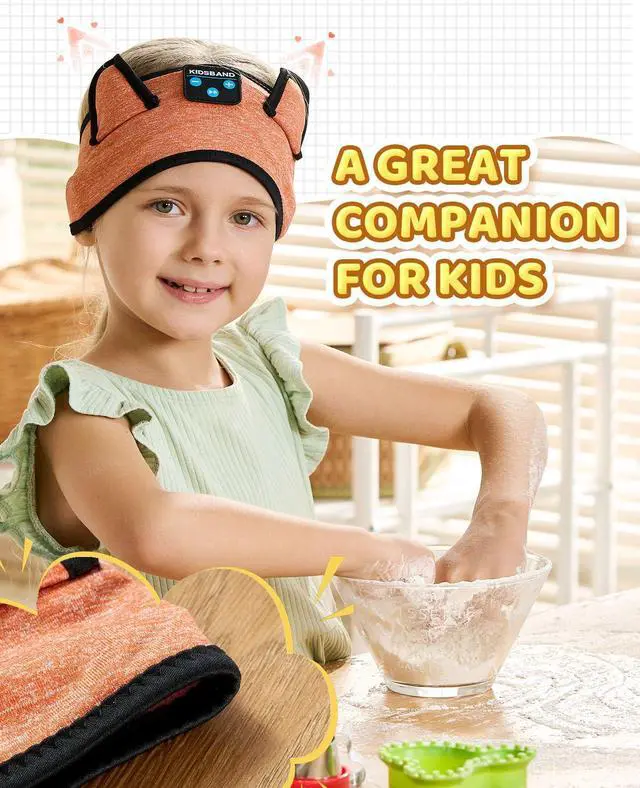 Alt view image 4 of 5 - Baby Headband Bluetooth Headphones - Wireless Sleep Headphones for Kids with Wired Playback 3.5 MM Jack for Teens/Boys/Girls/Smartphones/School/Airplane Travel/Tablet