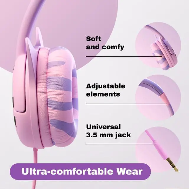 Alt view image 5 of 5 - Kidrox Kids Headphones Bundle - Tiger & Dinosaur Themed Wired Headphones for Toddlers & Children Ages 1-10 - Volume-Limited 85/94dB, Built-in Mic, 3.5mm Jack - Durable, Travel-Ready, Fun Designs