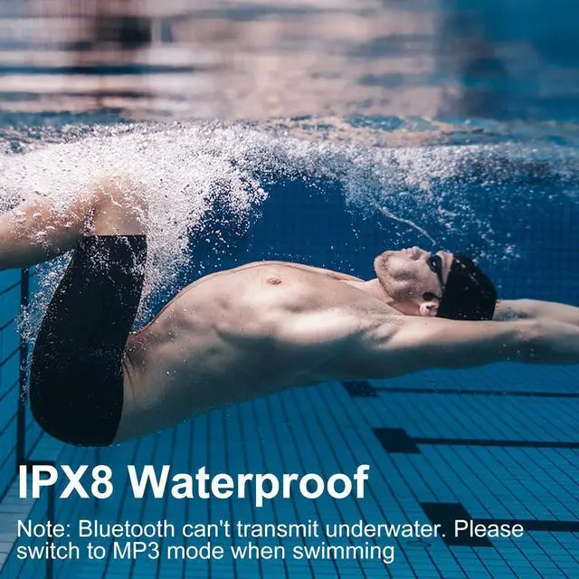 Alt view image 2 of 5 - KOPIDOE Bone Conduction Swimming Headphones, IPX8 Waterproof MP3 Player with Open-Ear Design, Bluetooth 5.4 Wireless Sports Earbuds for Swimming, Running, Cycling(Black)