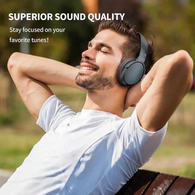 Alt view image 5 of 5 - Hybrid ANC Multipoint Over Ear Headphones, Bluetooth Headphones Over The Ear Noise Canceling, Hi-Res Audio Custom with 4 EQ Deep Bass, Memory Foam Ear Cups, Quick Charge 60H HiFi Playtime