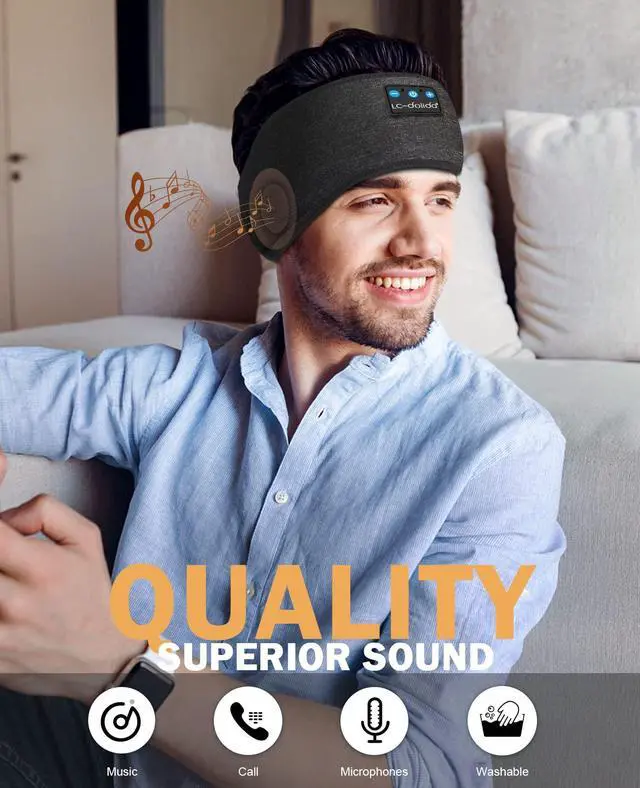 Alt view image 4 of 5 - LC-dolida Sleep Headphones Headband Bluetooth 5.4, Wireless Bluetooth Sleep Mask