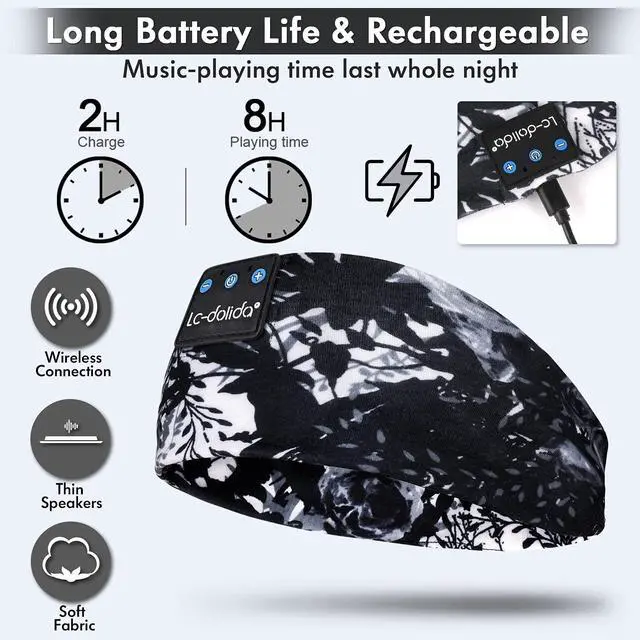 Alt view image 4 of 5 - LC-dolida Sleep Headphones Bluetooth Headband Wrist Weights Ankle Weights for Women Men