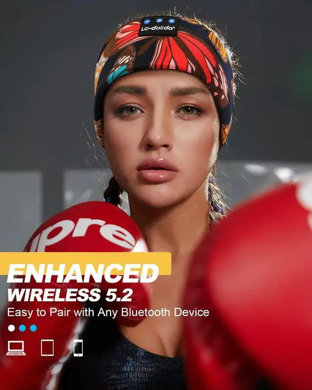 Alt view image 4 of 5 - LC-dolida Sleep Headphones Bluetooth 5.2 Headband Earphones Wireless Wrist Weights, Ankle Weights for Women Men