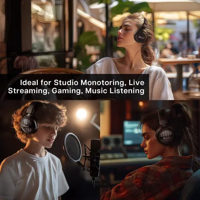 Alt view image 4 of 5 - Linsoul Kiwikiwi Ears Ellipse Over Ear Headphone, Studio-Grade Dynamic Driver Headphones + Tripowin Nova Monitor Headphone Cable, Over-Ear Headphone Wired