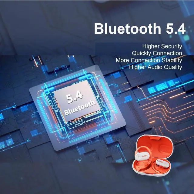 Alt view image 2 of 5 - LnkXT for Open Ear Headphones, True Wireless Earbuds, Bluetooth Headphones,16.2mm Speakers, Bluetooth 5.4 Headset with Mic for Meeting/Sports/Running/Cycling/Driving/Gaming/Gym/Travel (White)