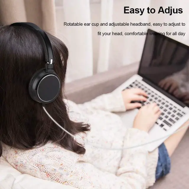 Alt view image 2 of 5 - Liyeehao 93dB Portable Wired Headset, Support FM Automatic Search, Foldable Noise Cancelling Headphone, for Sports for Travel