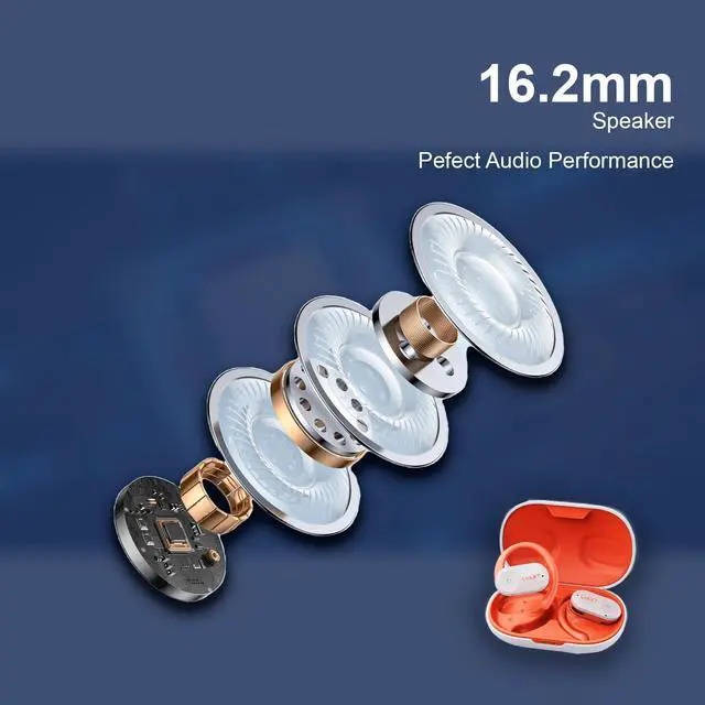 Alt view image 3 of 5 - LnkXT for Open Ear Headphones, True Wireless Earbuds, Bluetooth Headphones,16.2mm Speakers, Bluetooth 5.4 Headset with Mic for Meeting/Sports/Running/Cycling/Driving/Gaming/Gym/Travel (White)