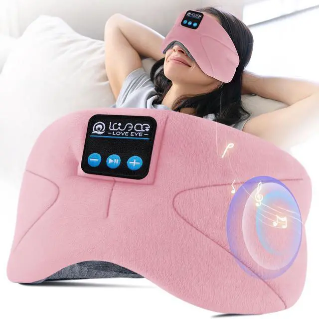 Alt view image 3 of 5 - LOVE EYE Sleep Headphones Bluetooth 5.4 Sleeping Eye Mask Wireless Music Earphones with HD Speakers for Side Sleepers Total Blackout Cotton Mask for Travel, Home, Office, Unique Gifts