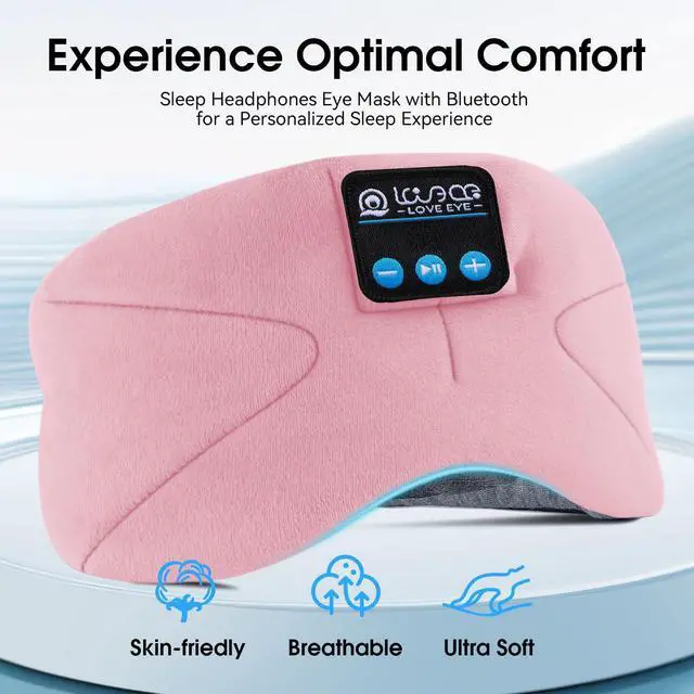 Alt view image 5 of 5 - LOVE EYE Sleep Headphones Bluetooth 5.4 Sleeping Eye Mask Wireless Music Earphones with HD Speakers for Side Sleepers Total Blackout Cotton Mask for Travel, Home, Office, Unique Gifts