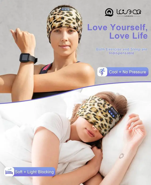 Alt view image 4 of 5 - LOVE EYE Sleep Headphones Bluetooth 5.4 Sleeping Eye Mask Wireless Music Earphones with HD Speakers for Side Sleepers Total Blackout Cotton Mask for Travel, Home, Office, Unique Gifts