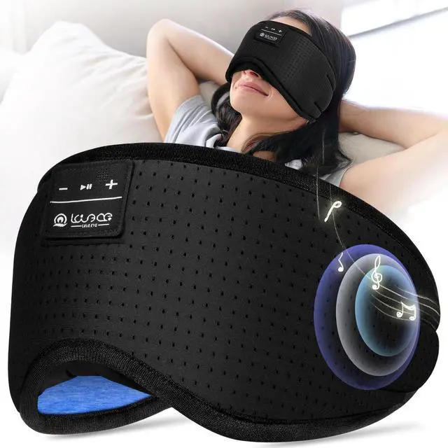 Alt view image 3 of 5 - LOVE EYE Sleep Headphones Bluetooth 5.4 Sleeping Eye Mask Wireless Music Earphones with HD Speakers for Side Sleepers Total Blackout Cotton Mask for Travel, Home, Office, Unique Gifts