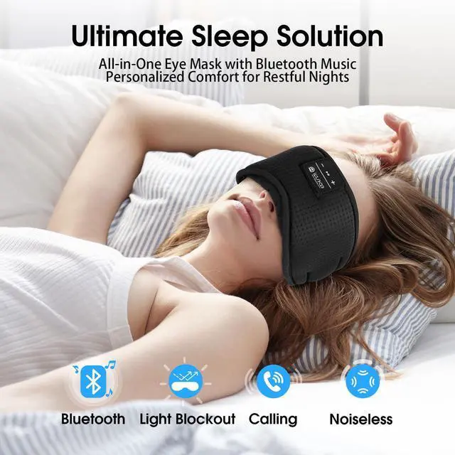Alt view image 5 of 5 - LOVE EYE Sleep Headphones Bluetooth 5.4 Sleeping Eye Mask Wireless Music Earphones with HD Speakers for Side Sleepers Total Blackout Cotton Mask for Travel, Home, Office, Unique Gifts