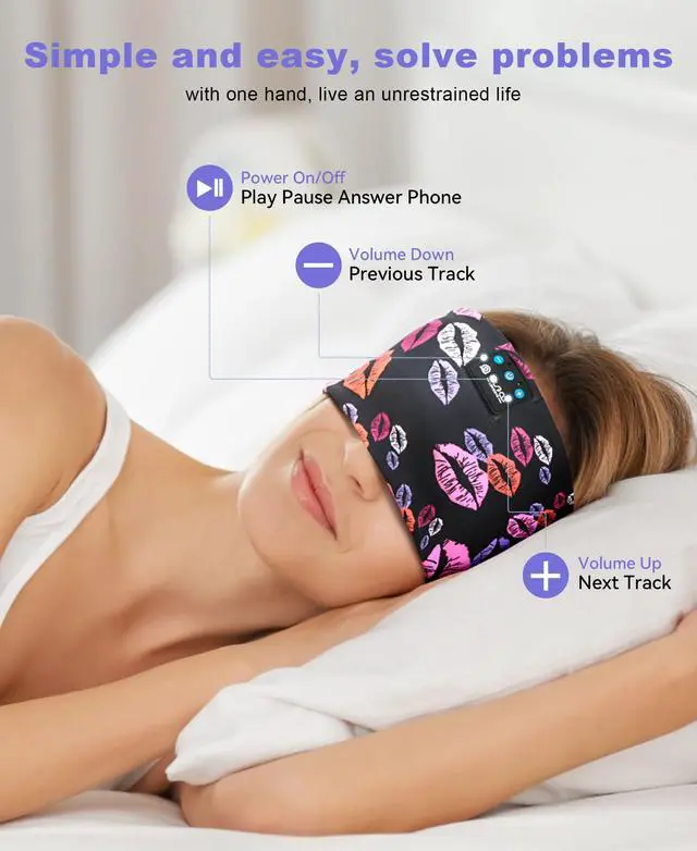 Alt view image 5 of 5 - LOVE EYE Sleep Headphones Wireless Headband Headphones Bluetooth 5.4 for Side Sleeper Bluetooth Headband Earphones for Sports for tech Gadgets Gifts