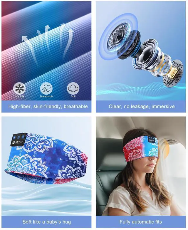 Alt view image 5 of 5 - LOVE EYE Sleep Headphones Wireless Headband Headphones Bluetooth 5.4 for Side Sleeper Bluetooth Headband Earphones for Sports for tech Gadgets Gifts