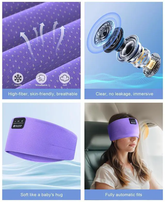 Alt view image 5 of 5 - LOVE EYE Sleep Headphones Wireless Headband Headphones Bluetooth 5.4 for Side Sleeper Bluetooth Headband Earphones for Sports for tech Gadgets Gifts