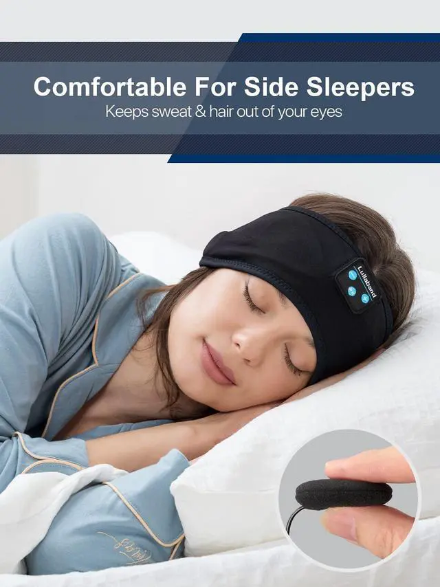 Alt view image 4 of 5 - Sleep Headband Headphones Wide Non-Slip Stretchy Moisture Wicking Sweatbands for Men & Women Perfect for Sleep Running, Fitness, Yoga, Cycling