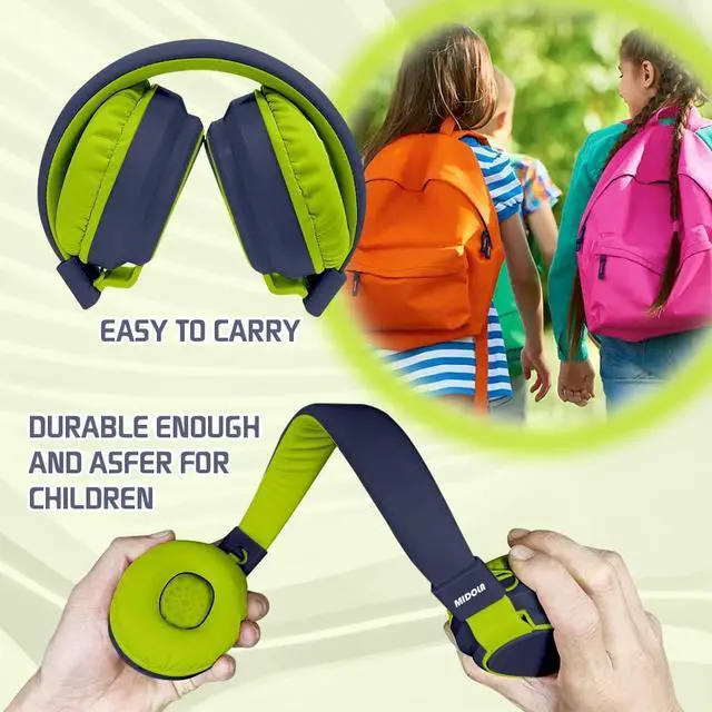Alt view image 3 of 5 - MIDOLA Kids Headphones Bluetooth 5.3 Wireless 60H Play Time Volume Limited 85/110dB Over Ear Foldable Protection Headset/Wired Aux Built-in Mic for Boy Girl Travel School Pad Tablet Deepblue