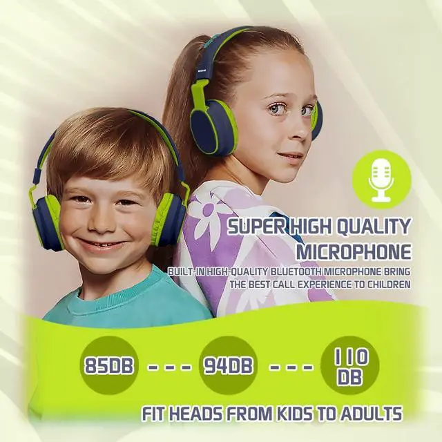 Alt view image 2 of 5 - MIDOLA Kids Headphones Bluetooth 5.3 Wireless 60H Play Time Volume Limited 85/110dB Over Ear Foldable Protection Headset/Wired Aux Built-in Mic for Boy Girl Travel School Pad Tablet Deepblue