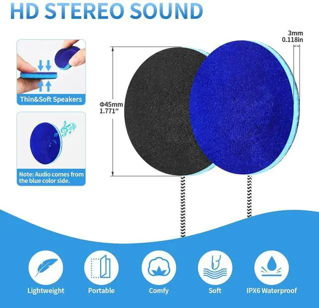 Alt view image 2 of 5 - MMUSS Sleep Ultra Thin Pillow Headphones Speakers with Mic, Control Button for Sleep Headphones. Headband Headphone Replacement 3.5mm
