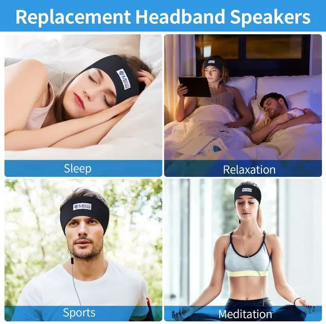Alt view image 5 of 5 - MMUSS Sleep Ultra Thin Pillow Headphones Speakers with Mic, Control Button for Sleep Headphones. Headband Headphone Replacement 3.5mm