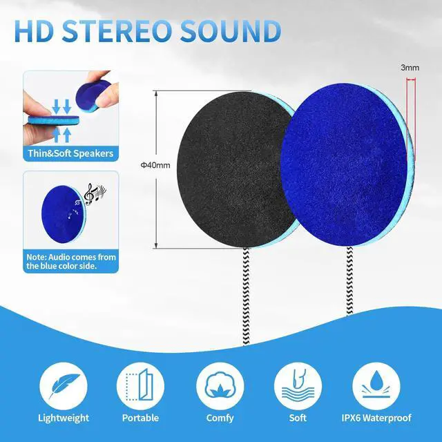 Alt view image 5 of 5 - MMUSS Sleep Sport Headphones with Knit Wool Headband with Ultra Thin Stereo Speakers Control Button .Perfect for Sleeping,Running,Air Travel,Meditation and Relaxation (Blue)