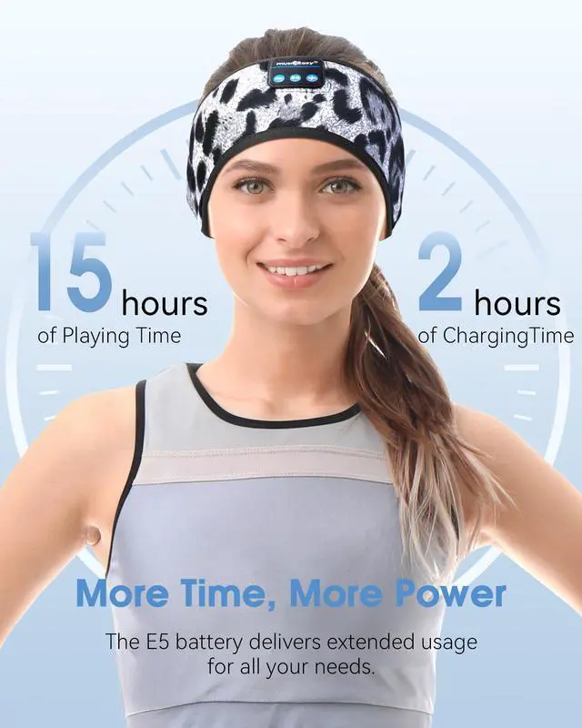 Alt view image 5 of 5 - MUSICOZY Bluetooth 5.4 Headband Sleep Headphones, Wireless Music Sleeping Mask Headband with Earbuds for Sports, Travel, Yoga, Office, Ideal for Mom, Women, Teens