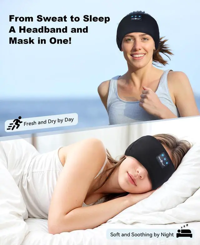 Alt view image 4 of 5 - MUSICOZY Sleep Headphones Bluetooth Headband Wireless Music Headband Headphones, Earbuds for Side Sleepers Women Men Workout Running Travel Yoga Cool Gadgets Unique Gift 2 Pcs