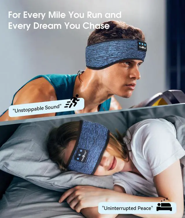 Alt view image 5 of 5 - MUSICOZY Sleep Headphones Bluetooth Headband Sleep Eye Mask for Sleeping, Wireless Music Sleeping Masks Headphones, Sleep Earbuds for Side Sleepers Men Women with Speakers Cool Tech Gadgets, 2 Packs