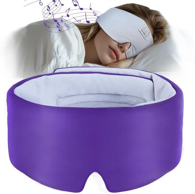 Alt view image 3 of 5 - MUSICOZY Ice Silk Sleep Mask Headphones, Sleep Headphones,Bluetooth 5.4 Sleep Mask Headband Headphones Sleeping Eye Mask,Earbuds Earphones with HD Headphones Stereo Speakers for Men Women