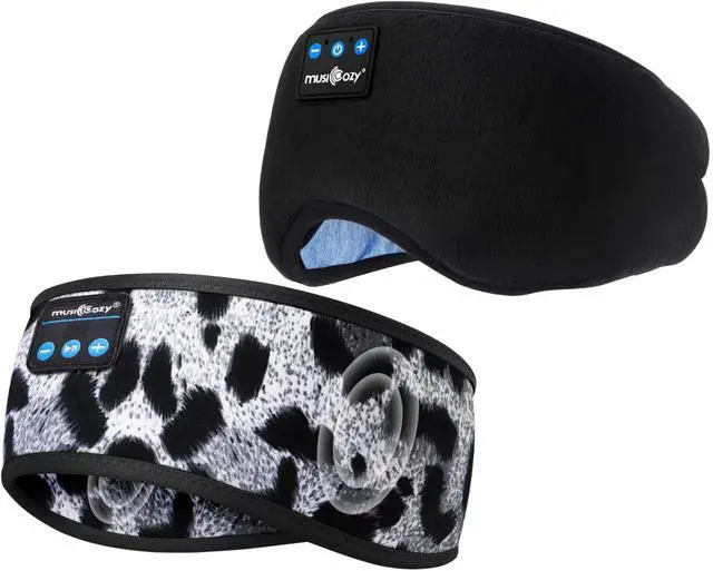 Main image of MUSICOZY Sleep Headphones Bluetooth Sports Headband, Wireless Music Sleeping Headphones Sleep Eye Mask Earbuds IPX6 Waterproof for Side Sleepers Workout Running Travel Yoga Office, Pack of 2