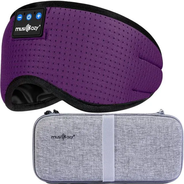 Main image of MUSICOZY Breathable Ice Silk Bluetooth Sleep Mask & Hard Storage Case Bundle, Wireless Headphones for Ultimate Comfort, Perfect for Travel & Relaxation