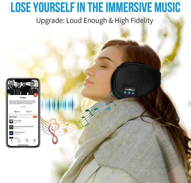 Alt view image 4 of 5 - MUSICOZY Bluetooth Headphones Earmuffs Ear Warmers Wireless Headphones EarMuffs, Bluetooth Headband Headphones for Sports and Sleep