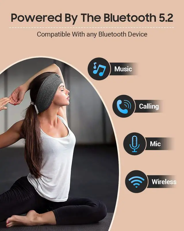 Alt view image 4 of 5 - MUSICOZY Bluetooth Headband Sports Sleep Headphones, Bluetooth Ear Muffs for Winter Side Sleepers Workout Running Insomnia Travel Yoga Office Cool Gadgets Tech Unique Gifts, 2 Pack