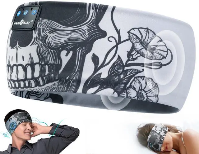 Alt view image 2 of 5 - MUSICOZY Sleep Headphones Bluetooth Headband, Sleep Mask with Bluetooth Sleep Headphones, Sports Sleeping Headphones Sleep Earbuds with Ultra-Thin HD Stereo Speakers for Travel Workout, 2 Packs