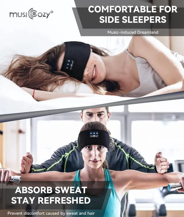 Alt view image 5 of 5 - MUSICOZY Sleep Headphones Bluetooth 5.4 Headband, Sports Wireless Earphones Sweat Resistant Earbuds Sleeping Headphone with Ultra-Thin HD Stereo Speaker for Workout Running Cool Gadgets Unique Gifts