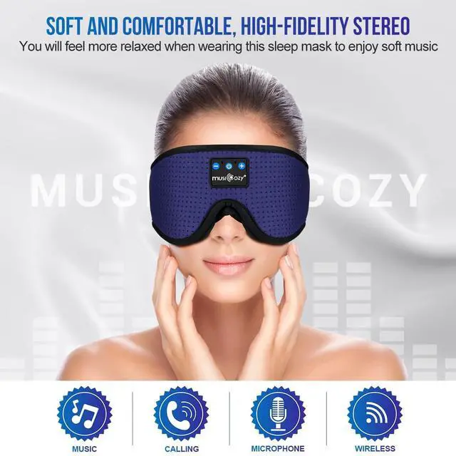 Alt view image 5 of 5 - MUSICOZY Sleep Headphones Bluetooth 5.4 Headband Breathable 3D Sleeping Headphones, Wireless Music Eye Mask Sleep Earbuds for Side Sleepers Office Air Travel Cool Tech Gadgets Unique Gifts, Pack of 2