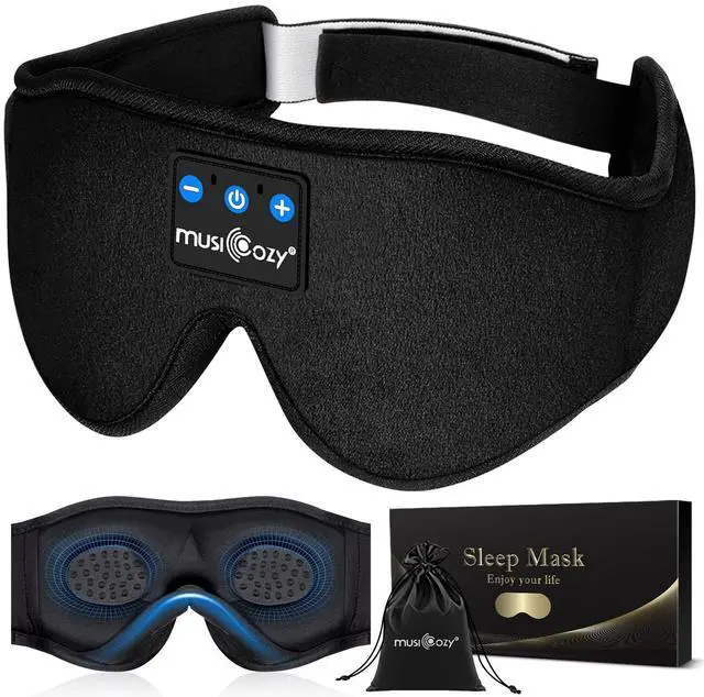 Alt view image 3 of 5 - MUSICOZY Sleep Headphones Bluetooth Headband Sleeping Headphones Sleep Mask, Wireless Sleep Mask Earbuds for Side Sleepers Men Women Office Nap Air Travel Cool Tech Gadgets Unique Gifts of 2 Packs