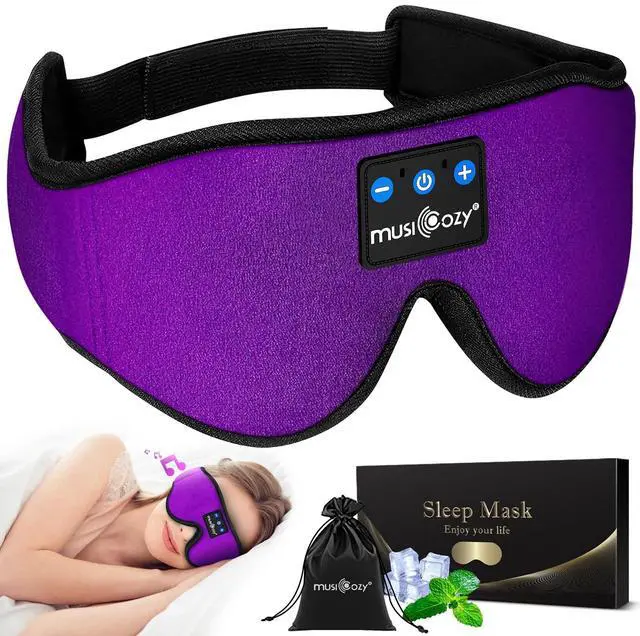 Alt view image 2 of 5 - MUSICOZY Sleep Headphones Bluetooth Headband Sleeping Headphones Sleep Mask, Wireless Sleep Mask Earbuds for Side Sleepers Men Women Office Nap Air Travel Cool Tech Gadgets Unique Gifts of 2 Packs
