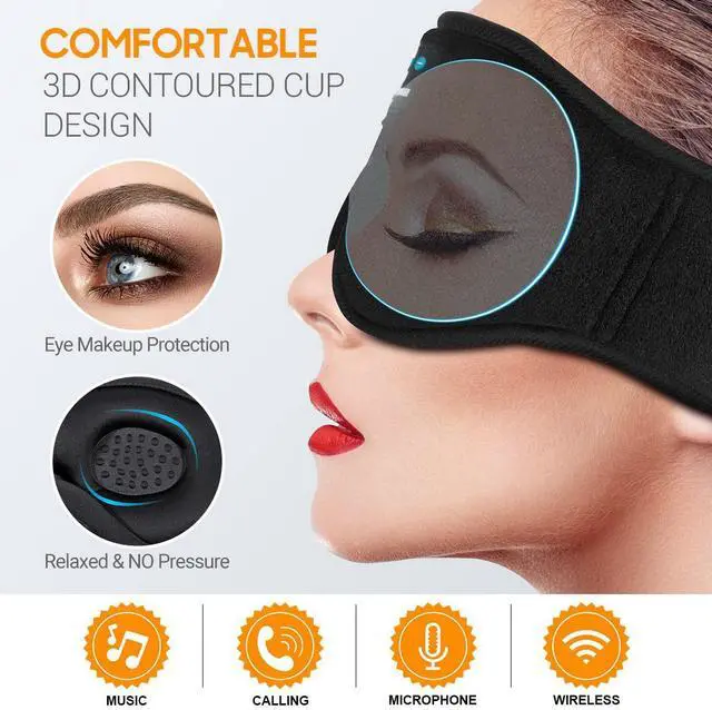 Alt view image 5 of 5 - MUSICOZY Sleep Headphones Bluetooth Headband Sleeping Headphones Sleep Mask, Wireless Sleep Mask Earbuds for Side Sleepers Men Women Office Nap Air Travel Cool Tech Gadgets Unique Gifts of 2 Packs