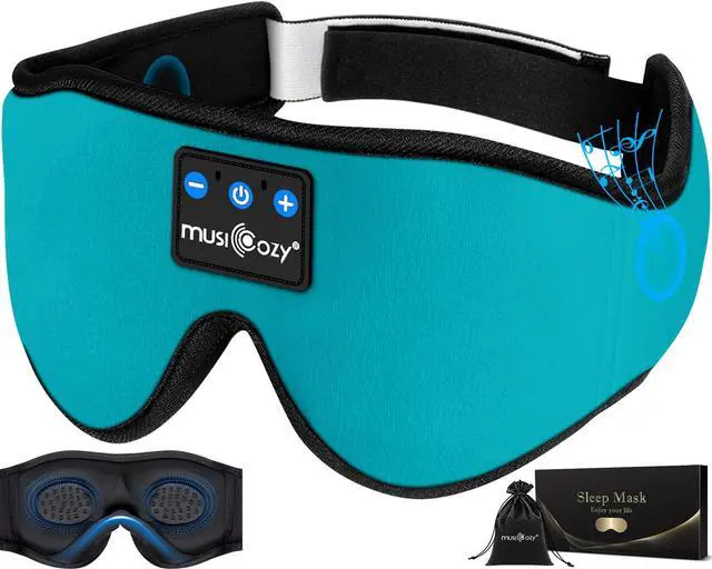 Alt view image 2 of 5 - MUSICOZY Sleep Headphones 3D Bluetooth 5.4 Wireless Headband Sleep Mask, Sleeping Headphones Music Eye Mask for Side Sleepers, Air Travel, Built-in Ultra Thin Speakers Microphones, Pack of 2