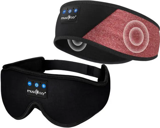 Main image of MUSICOZY Sleep Headphones Bluetooth Sports Headband, Wireless Music Sleeping Headphones Sleep Eye Mask Earbuds for Side Sleepers Workout Running Travel Yoga Office, Pack of 2