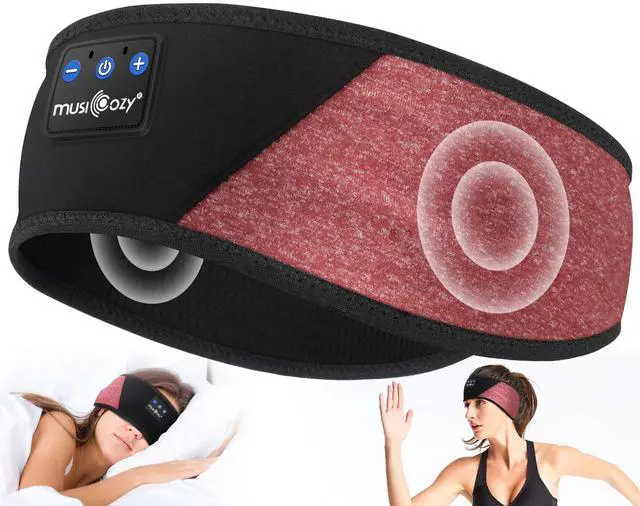 Alt view image 2 of 5 - MUSICOZY Sleep Headphones Bluetooth Sports Headband, Wireless Music Sleeping Headphones Sleep Eye Mask Earbuds for Side Sleepers Workout Running Travel Yoga Office, Pack of 2