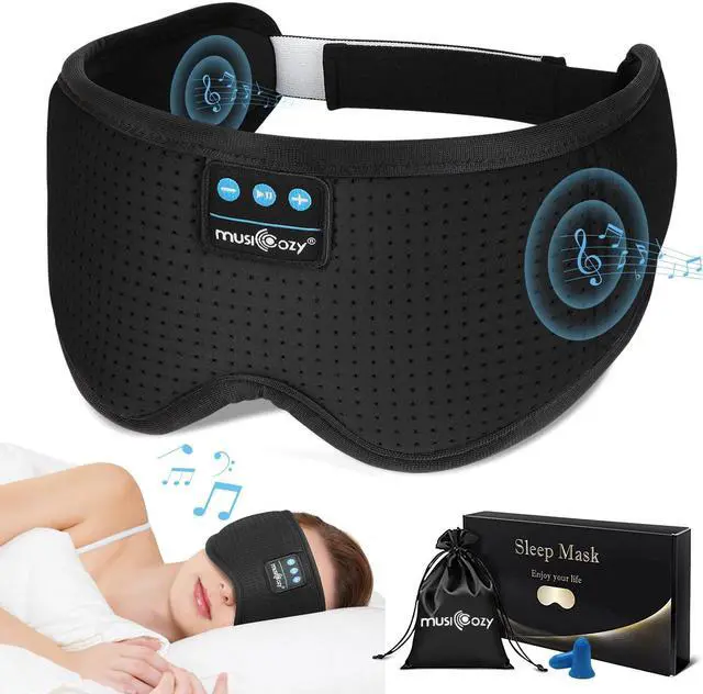 Alt view image 3 of 5 - MUSICOZY Sleep Headphones Bluetooth Headband Sleeping Headphones Eye Mask, Wireless Music Sleep Earbuds Earphones for Side Sleepers Men Women Travel Cool Tech Gadgets Unique Gifts, Pack of 2
