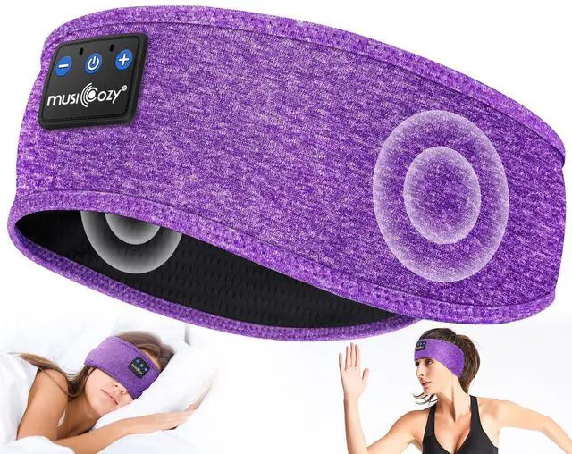 Alt view image 2 of 5 - MUSICOZY Sleep Headphones Bluetooth Headband Sleeping Headphones Eye Mask, Wireless Music Sleep Earbuds Earphones for Side Sleepers Men Women Travel Cool Tech Gadgets Unique Gifts, Pack of 2